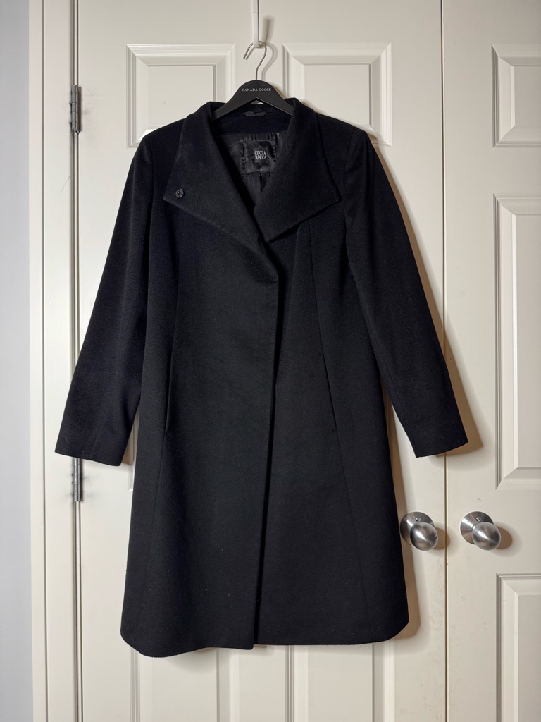 Cinzia Rocca Black Cashmere Pea Coat Size Large